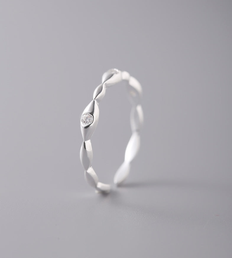 Sterling Silver Irregular Rice Beaded Open Band Ring