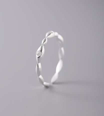 Sterling Silver Irregular Rice Beaded Open Band Ring