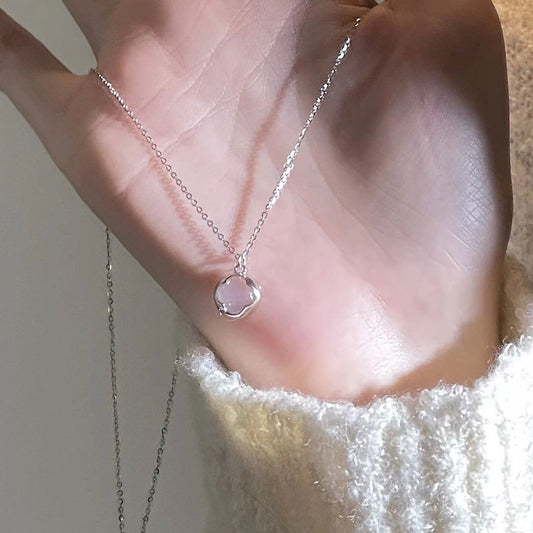 Clover White Chalcedony Necklace