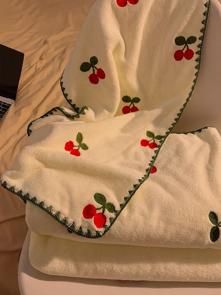 Coral Fleece Plump Cherry Series Bath Towel