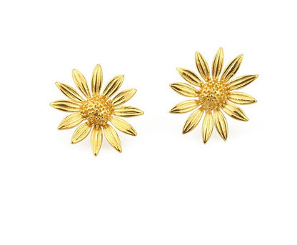 High Color Retention Brass Gold-plated Sunflower Stud Earrings