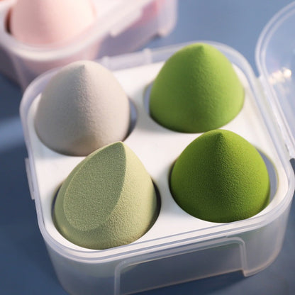 Achieve flawless makeup application with our Latex-Free Powder Puff Water Drop Beauty Sponge-transparent green colour -4 pieces