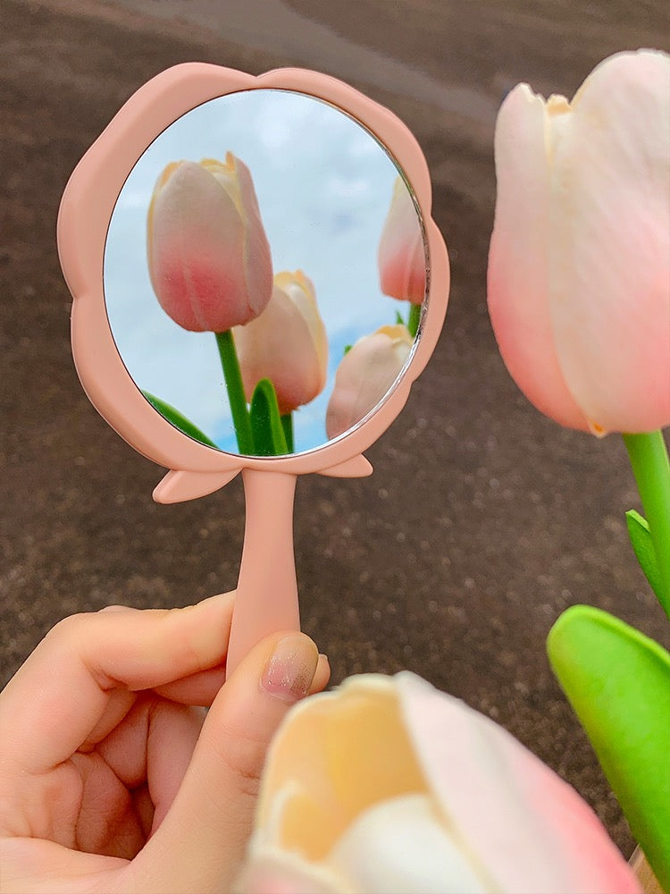 Mini Rose Pattern Handheld Mirror