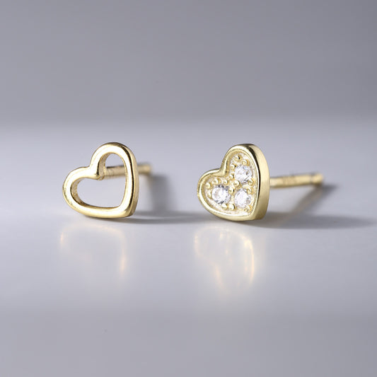 Sterling Silver Mismatch Heart Stud Earrings