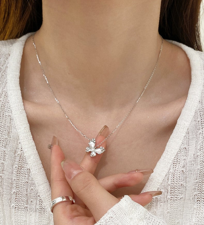 Sterling Silver Butterfly Pendant with Mother of Pearl Embed