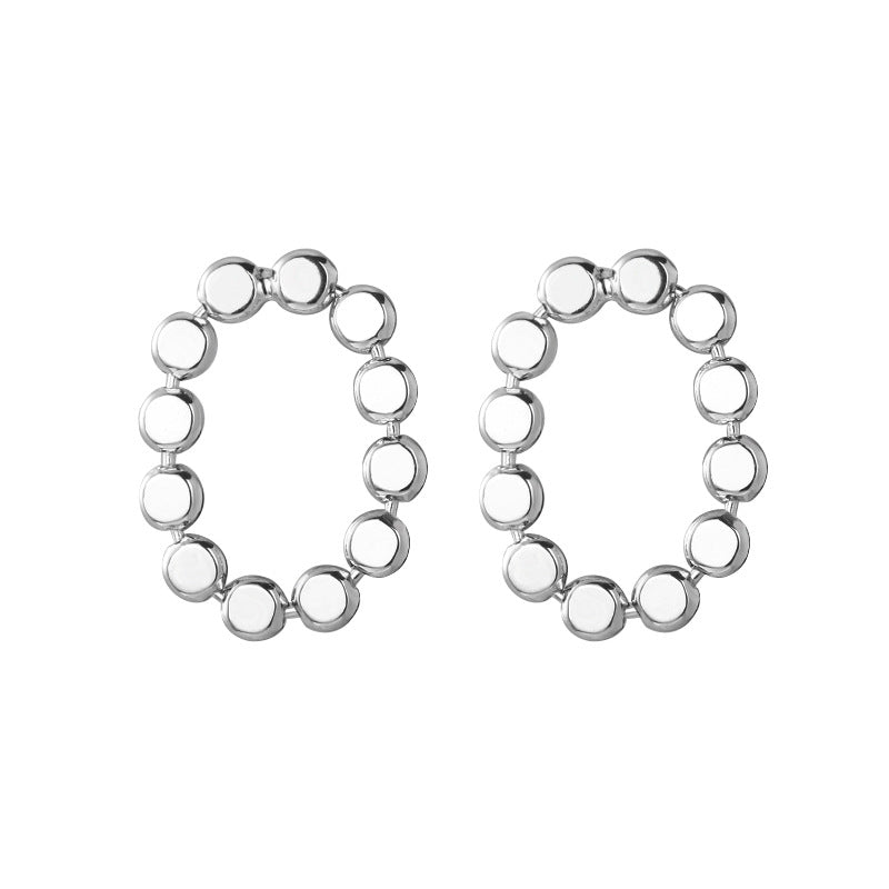 Sterling Silver Flat Beads Stud Earrings