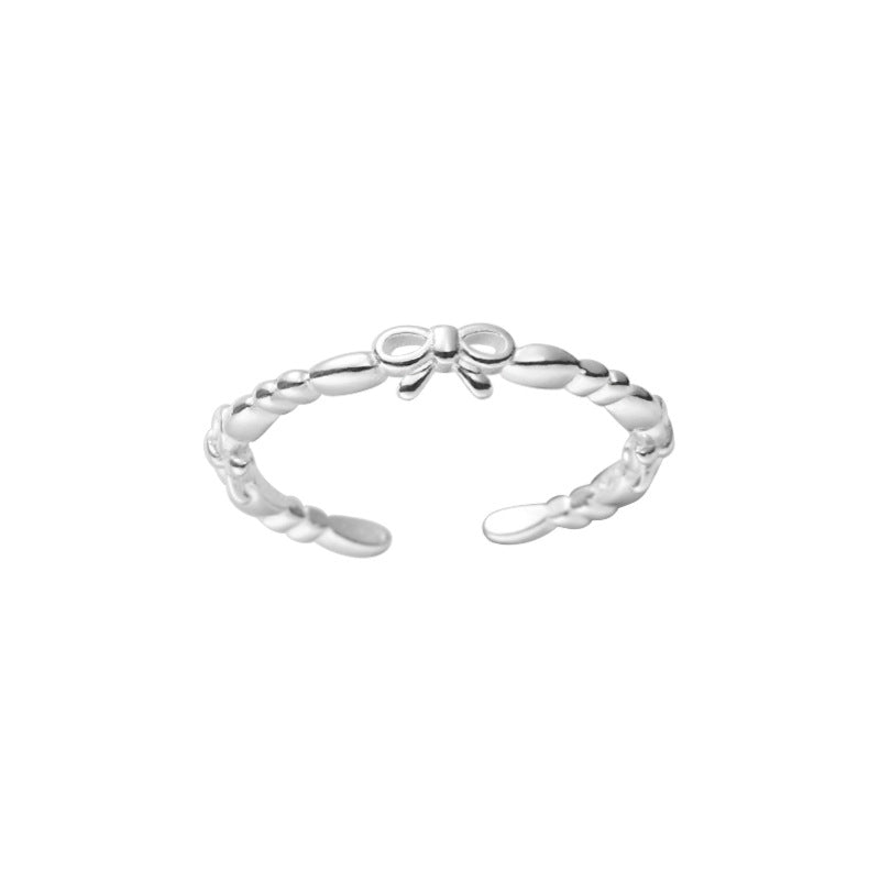 Sterling Silver Dainty Bowt Tie Open Ring