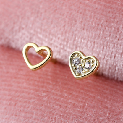 Sterling Silver Mismatch Heart Stud Earrings