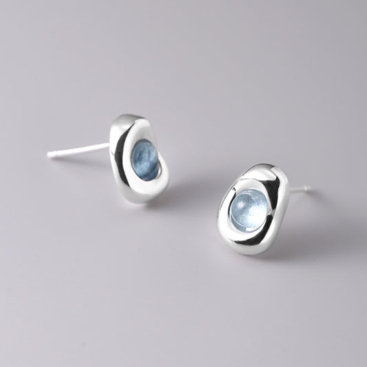 Sterling Silver Aquamarine Stud Earrings