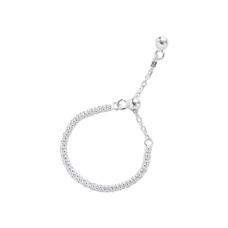 Sterling Silver Glisten  Adjustable Chain Ring