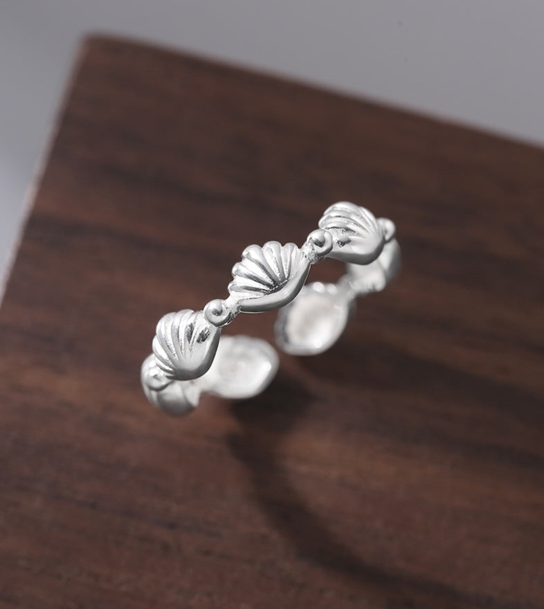 Sterling Silver Shell Link Ring Open Ring