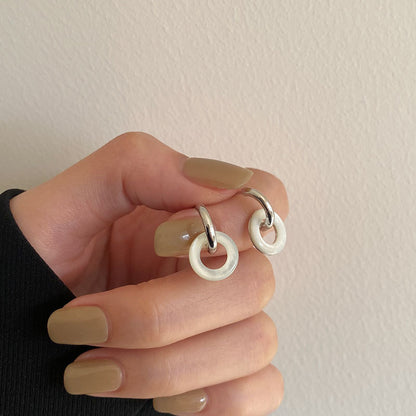 Sterling Silver Mother-of-pearl Hoop Drop Earrings