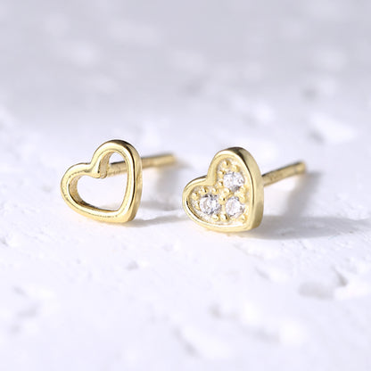 Sterling Silver Mismatch Heart Stud Earrings