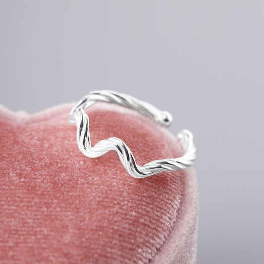 Sterling Silver Wavy Braided Open Ring