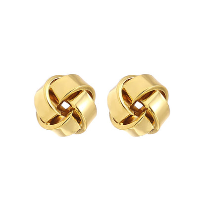 Brass Small Twist Stud Earrings with Sterling Pin