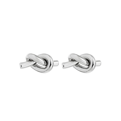 Brass Stud Knot Earrings with Sterling Silver Pin