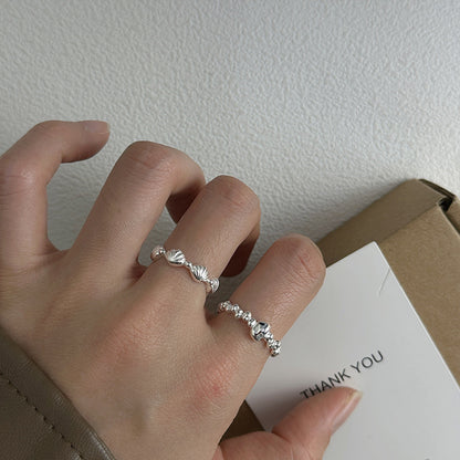 Sterling Silver Shell Link Ring Open Ring