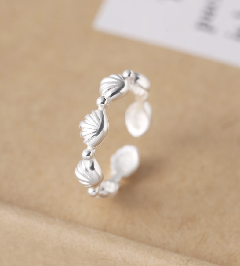 Sterling Silver Shell Link Ring Open Ring