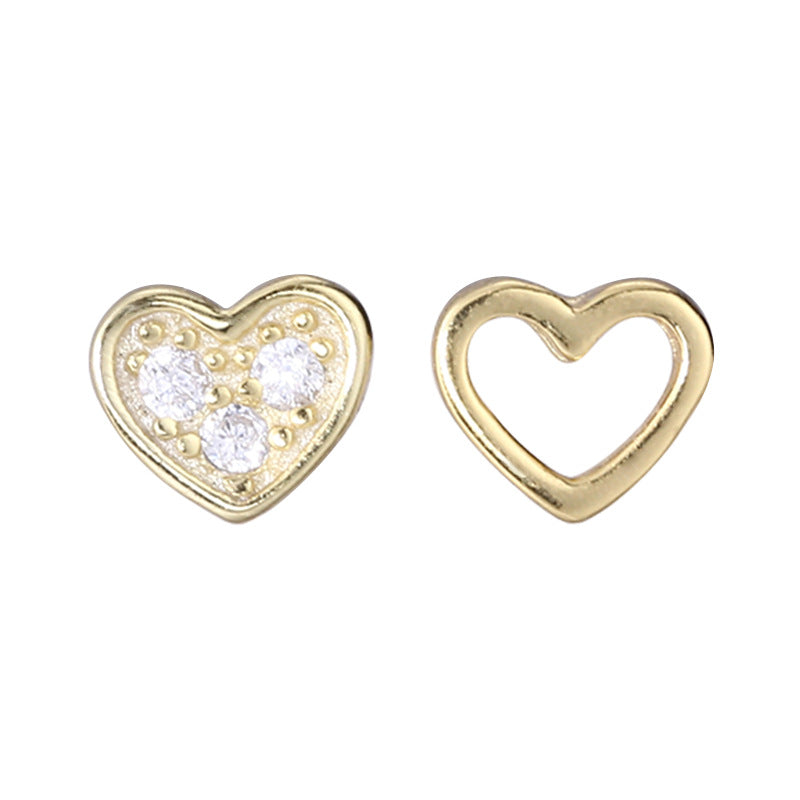 Sterling Silver Mismatch Heart Stud Earrings