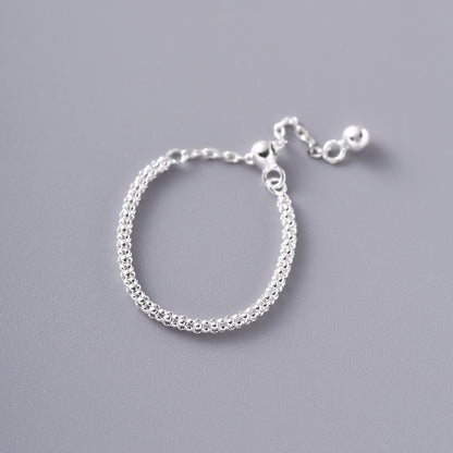 Sterling Silver Glisten  Adjustable Chain Ring