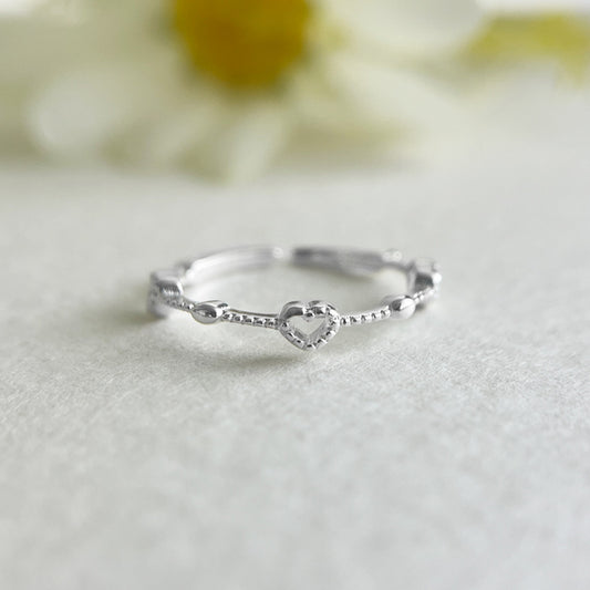 Sterling Silver Hollow Heart Dainty Open Ring