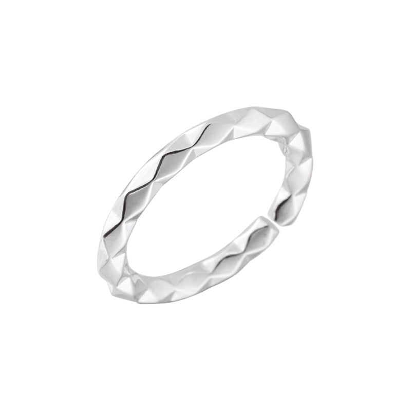 Sterling Silver Diamond Pattern Open Ring