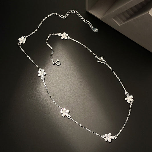 Sterling Silver Mini Flower Chain Necklace