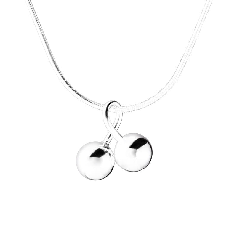 Sterling Silver Cherry Snake Chain Necklace