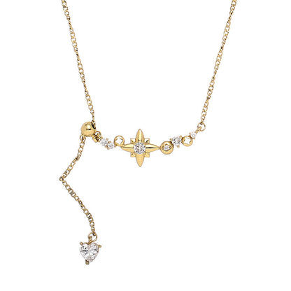 Gold Plated Brass Tassel Star Necklace with Zircon