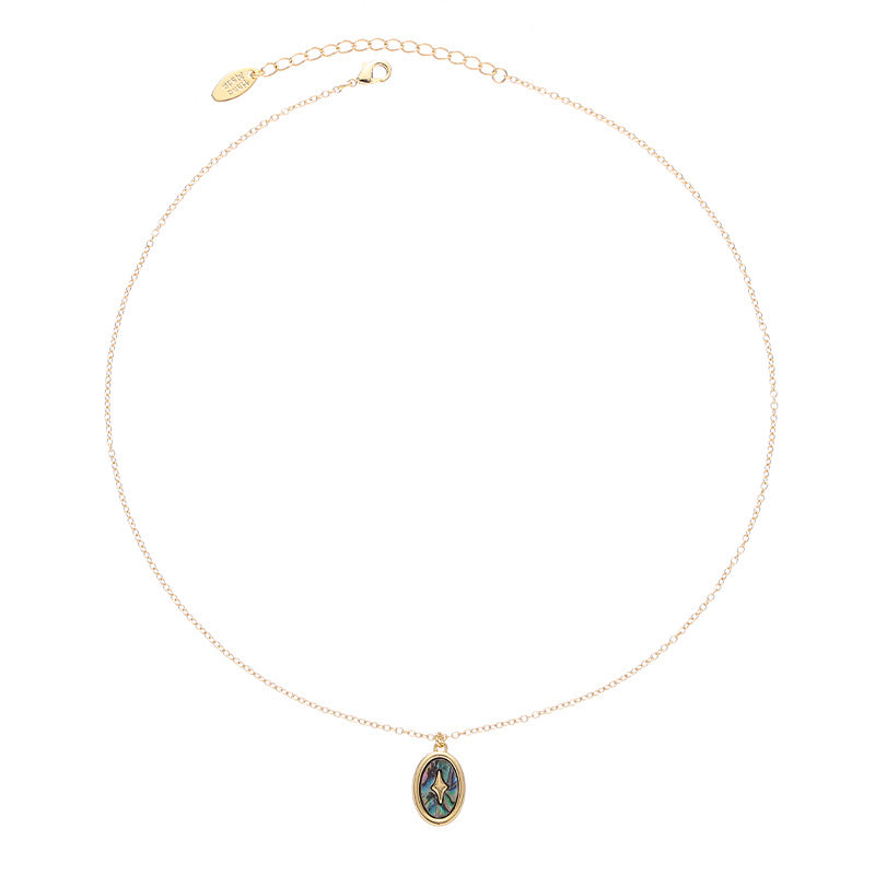 Gold Plated Brass Abalone Shell Pendant Necklace