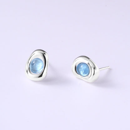 Sterling Silver Aquamarine Stud Earrings