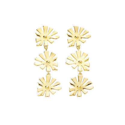 Gold-Plated Brass Floral Dangle Earrings