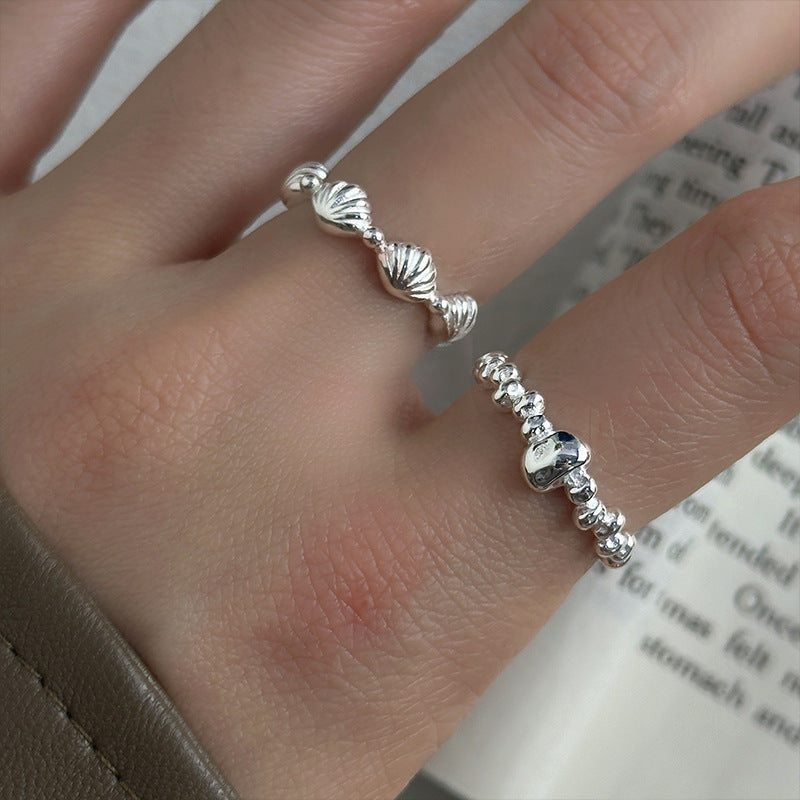 Sterling Silver Shell Link Ring Open Ring