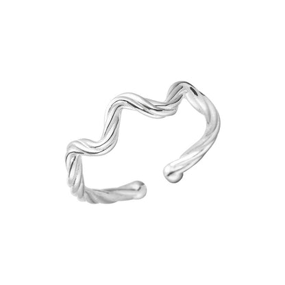 Sterling Silver Wavy Braided Open Ring