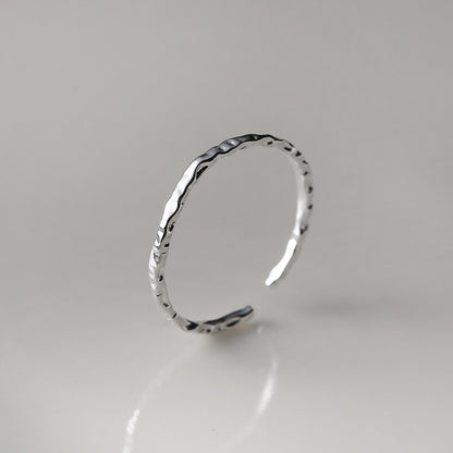 Sterling Silver Wrinkle Irregular Shape Open Ring