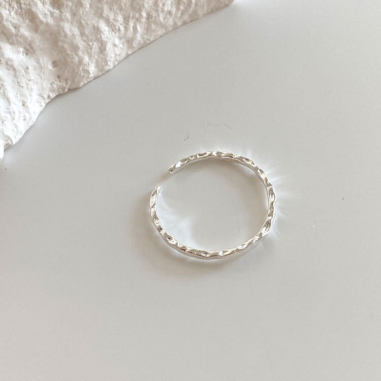 Sterling Silver Wrinkle Irregular Shape Open Ring