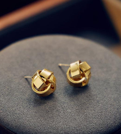 Brass Small Twist Stud Earrings with Sterling Pin