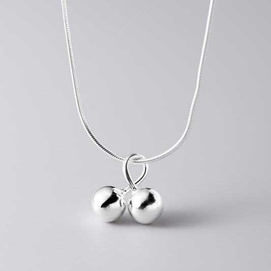 Sterling Silver Cherry Snake Chain Necklace