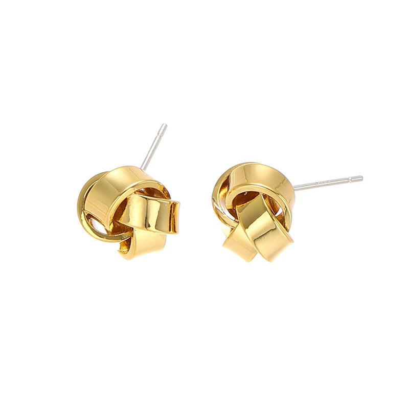 Brass Small Twist Stud Earrings with Sterling Pin