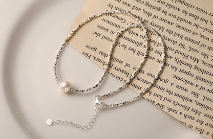 S925 Sterling Silver Granule Design With Pearl Necklace