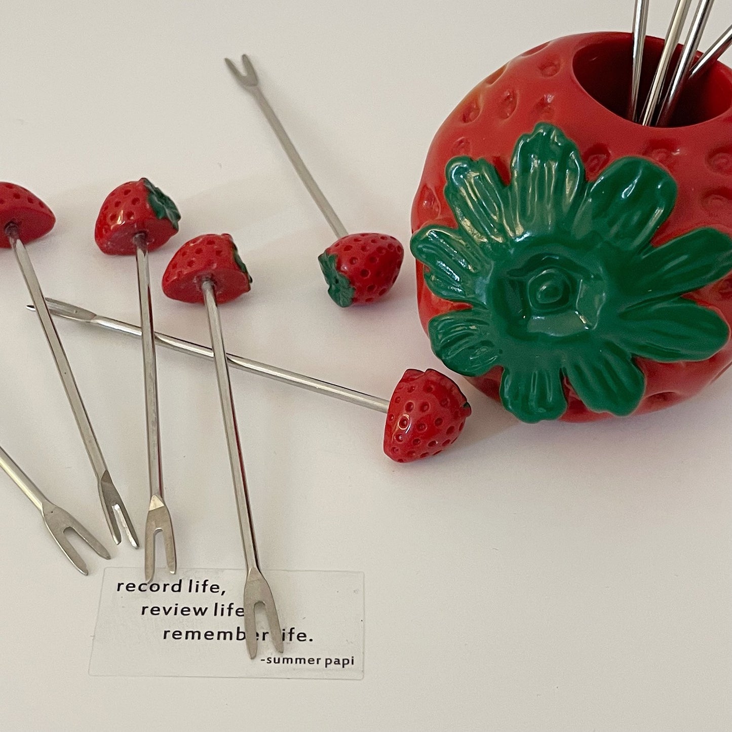 Stainless Steel Strawberry-Shaped Fruit Forks Set