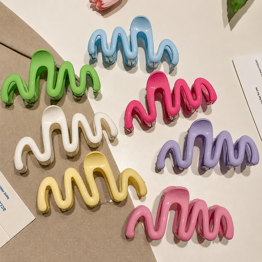Candy-colored Wavy Hair Claw Clip