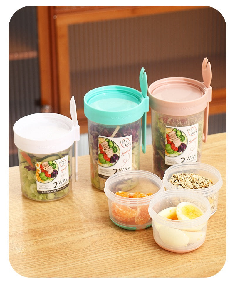 Sealed Salad Cup with Spork (Double-Layer/Single-Layer)