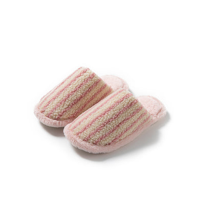 Women Soft Fleece Striped Plush Indoor Slippers