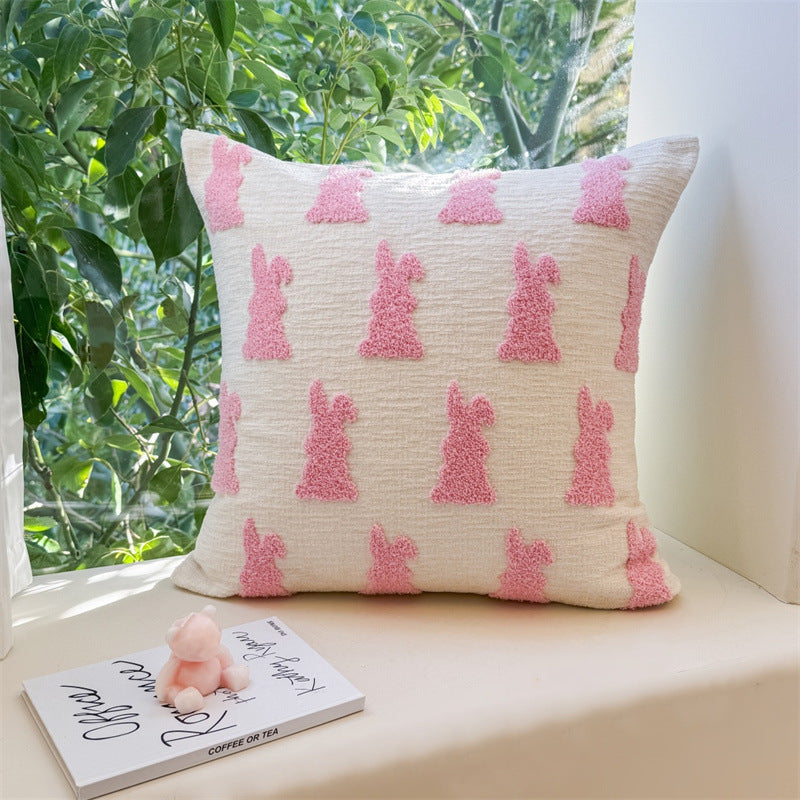 Pink Bunnies Throw Pillow Cover